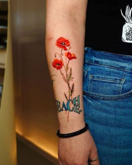 Beautiful Poppies Tattoo on Arm