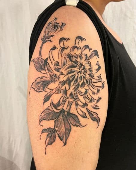 Big and Black Chrysanthemum Tattoo Design