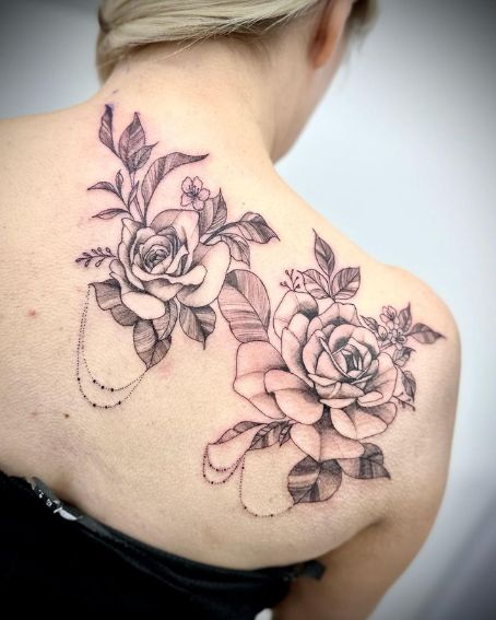 Big Black and Grey Shoulder Tattoo
