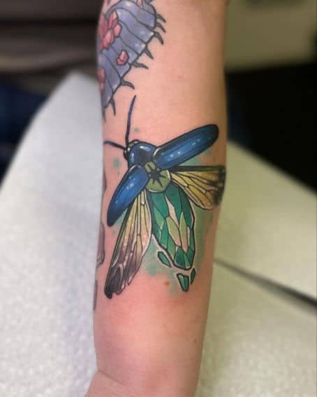Big Colored Firefly Tattoo