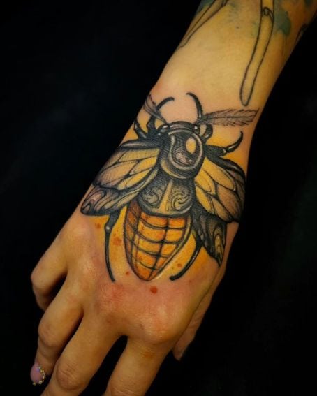 Big Firefly Tattoo on Hand