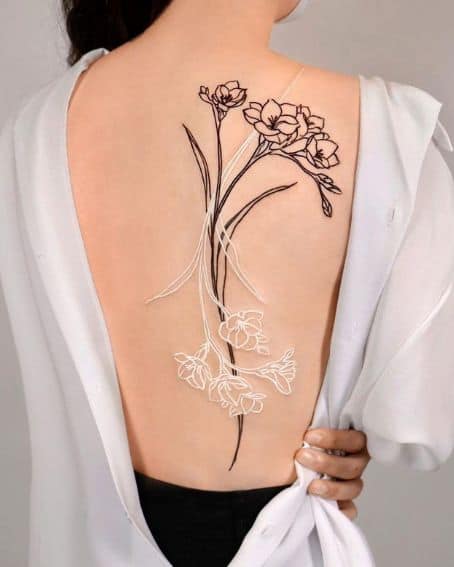 Big Freesia Flower Tattoo on Back