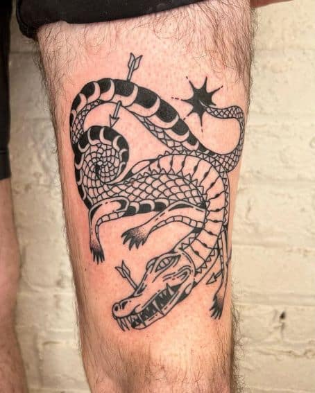 Black and Grey Alligator Tattoo