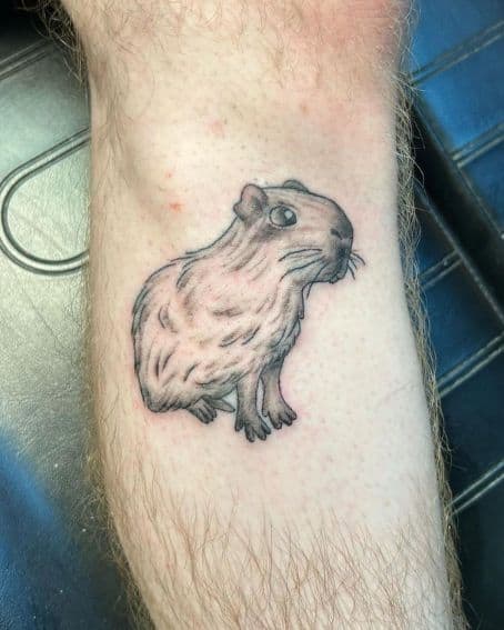 Black and Grey Capybara Tattoo