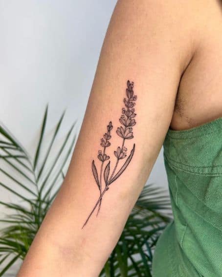 Black and Grey Lavender Tattoo on Arm