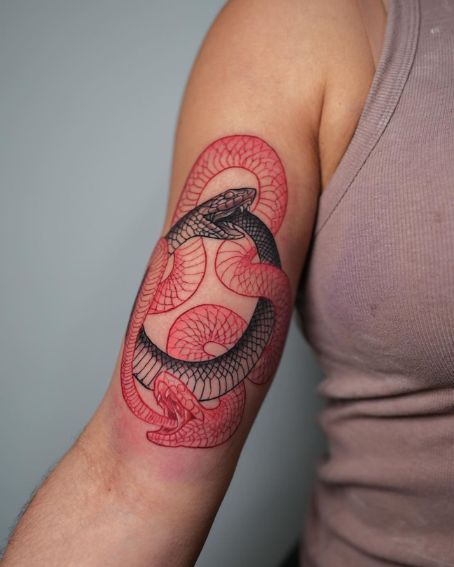Black and Red Ouroboros Tattoo Design
