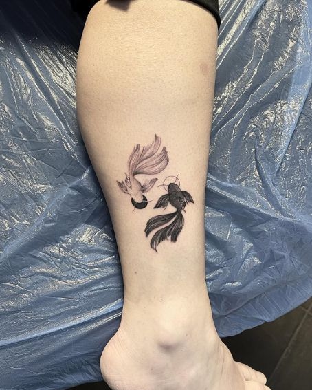 Black and White Goldfish Tattoo