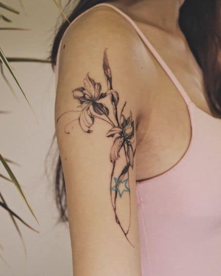 Botanical Iris Tattoo on Arm
