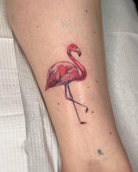 Bright and Colorful Flamingo Tattoo Art