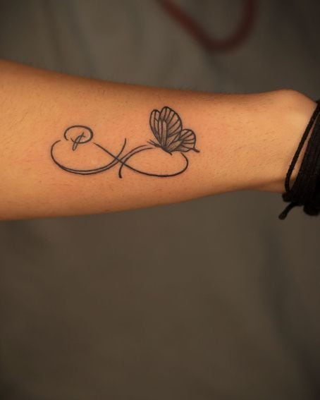 Butterfly and Infinity Tattoo on Arm