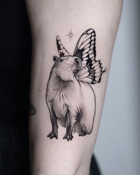 Butterfly Capybara Tattoo