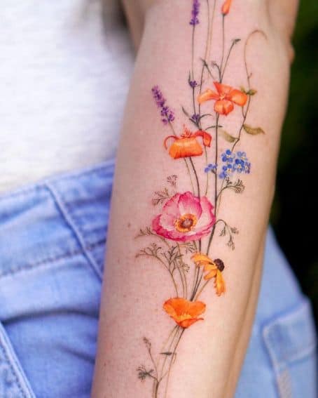 California Wildflower Poppy Tattoo Design