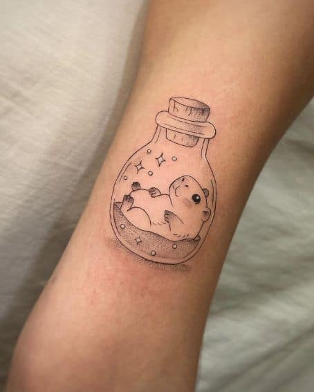 Capybara Inside a Bottle Tattoo