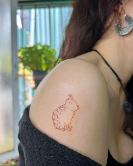Capybara on Shoulder Tattoo
