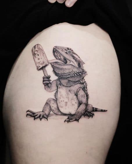 Chameleon Savoring Ice Cream Tattoo