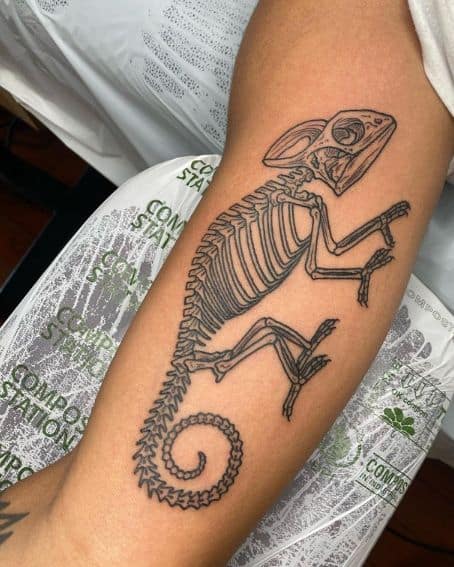 Chameleon Skeleton Tattoo Design