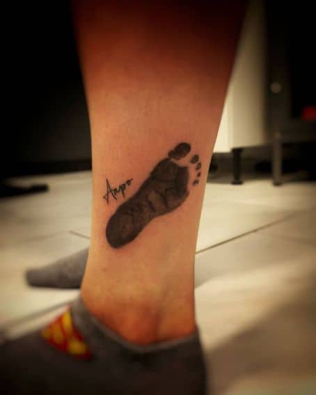 Child Name Footprint Tattoo Design