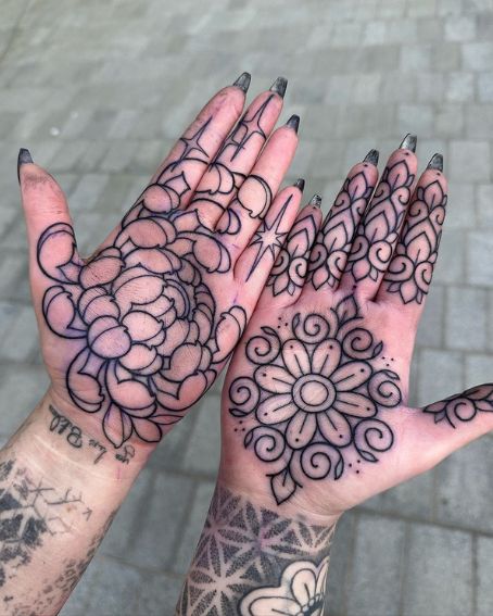 Chrysanthemum Tattoo on Palm