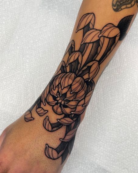 Chrysanthemum Tattoo on Wrist