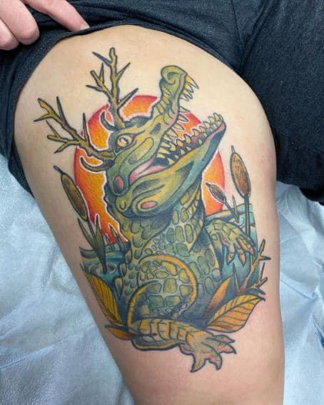 Colored Gator Tattoo Design