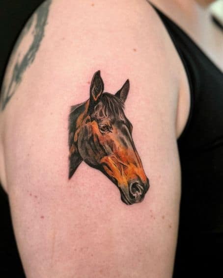 Colored Horse Head Tattoo Design