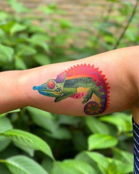 Colorful Chameleon Tattoo Design