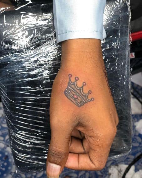 Colorful Crown Tattoo on Hand