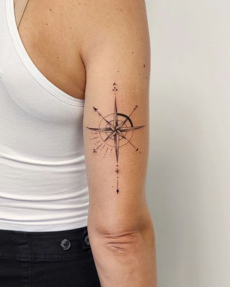Compass Tattoo on Back of The Arm