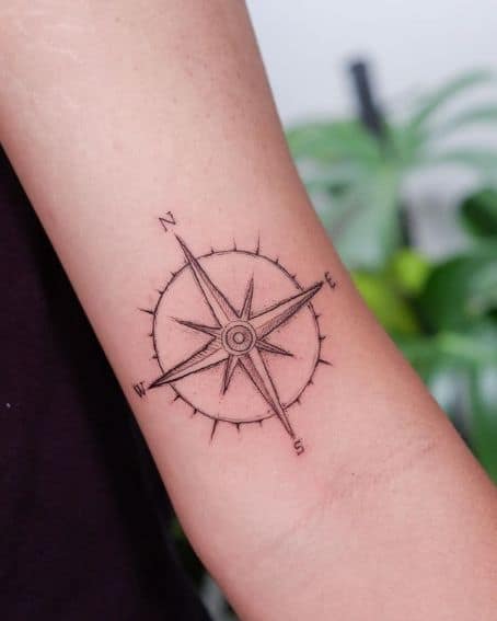 Compass Tattoo on Elbow
