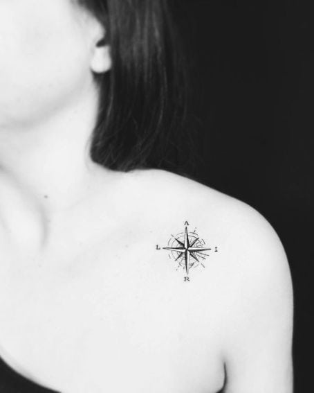 Compass Tattoo on Shoulder