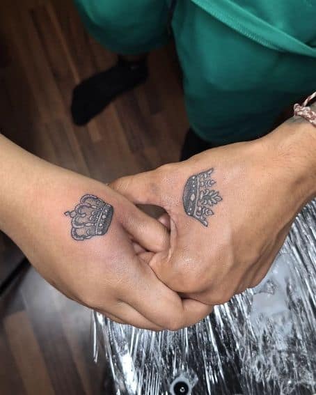 Couple Small Crown Tattoo