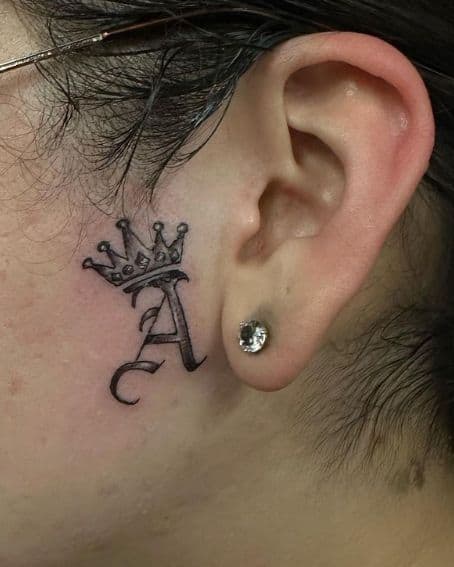 Crown Tattoo Design with Alphabet