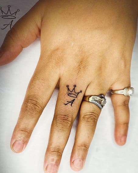 Crown Tattoo with Alphabet A