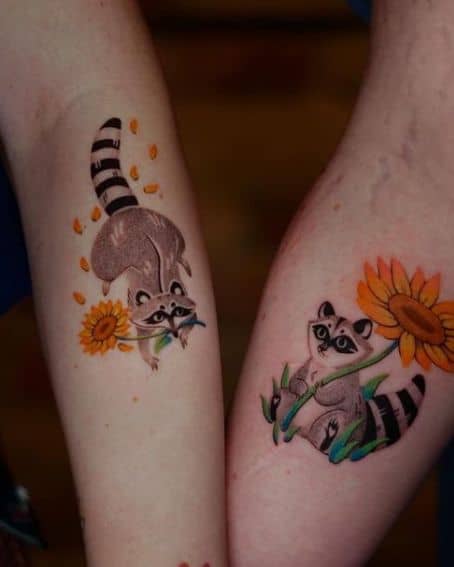 Custom Pair of Raccoons Tattoo