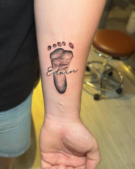 Customized Baby Footprint Tattoo Design