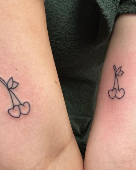 Cute Couple Cherry Tattoo