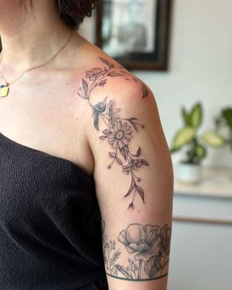 Dainty Little Floral Tattoo