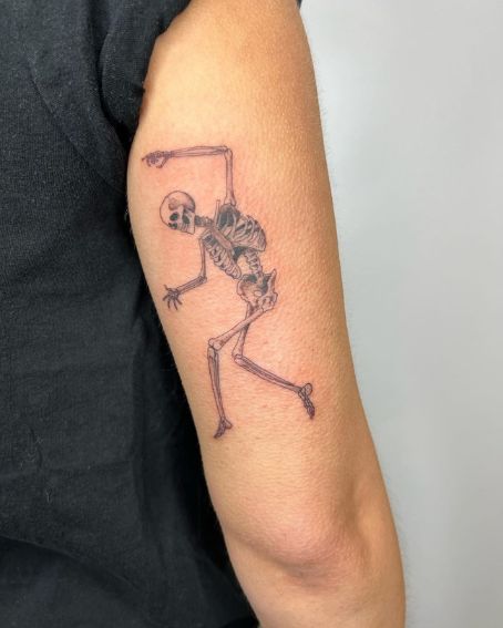 Dancing Skeleton Gettinnn Down Tattoo