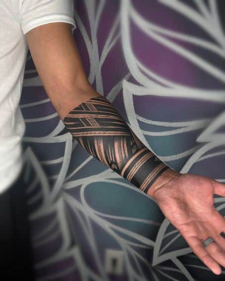 Dark Polynesian Arm Tattoo Design