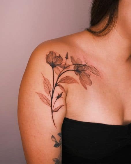 Delicate Magnolia Tattoo on Shoulder
