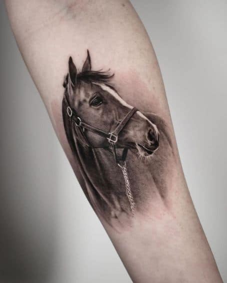 Delicate Shaded Horse Tattoo Design