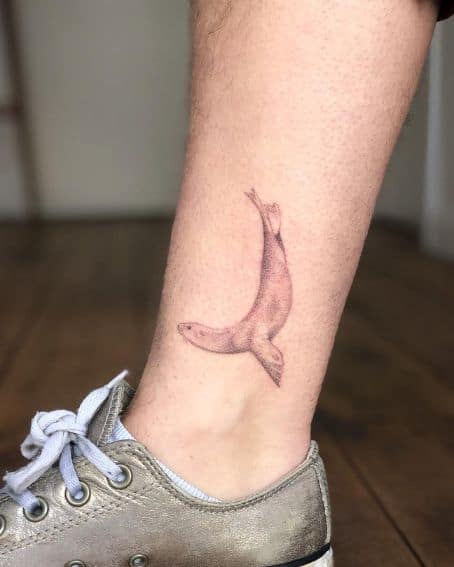 Diving Seal Tattoo on Ankle