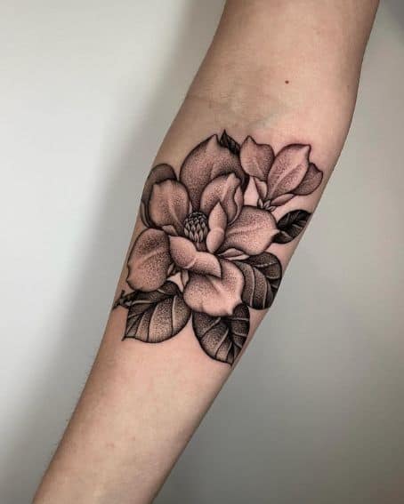 Dotted Magnolia Tattoo Design