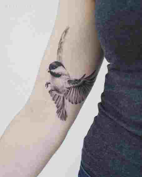 Dotwork Little Chickadee Tattoo