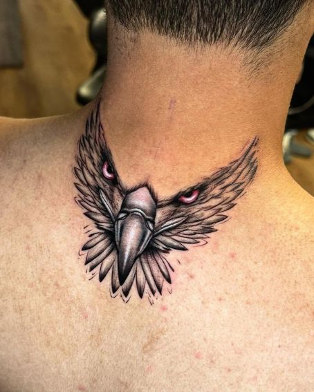 Eagle Tattoo Design at the Back of the Neck