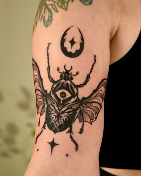 Evil Eye Beetle Tattoo Design