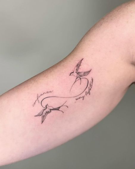Fineline Birds and Infinity Tattoo