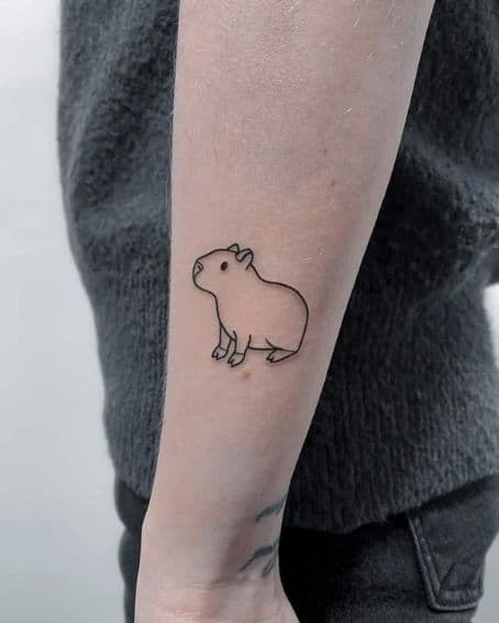 Fineline Capybara Tattoo on Arm