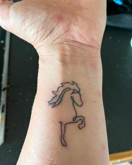 Fineline Horse Tattoo on Wrist