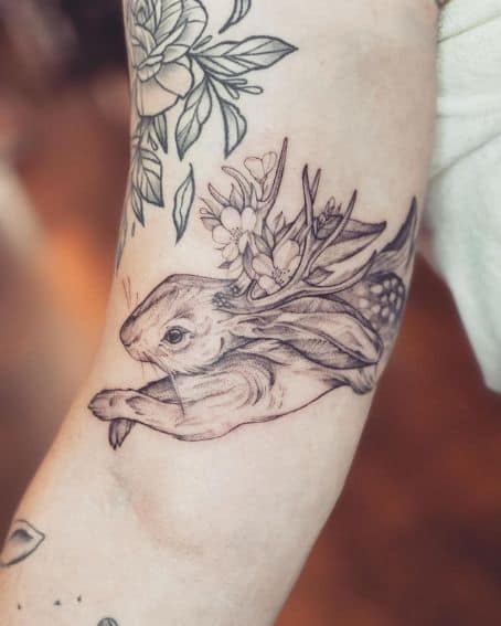 Fineline Jackalope Tattoo Design